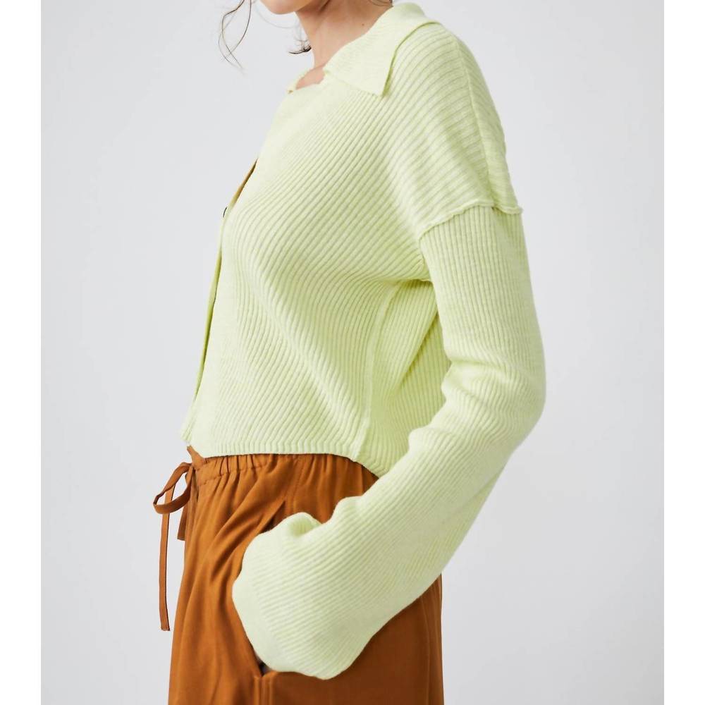 NEW FREE PEOPLE ella sweater shirt in key lime pie - Picture 2 of 3